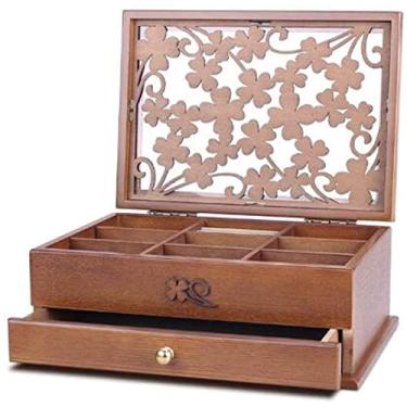 Imagem de Organizador de jóias caixa de jóias caixa de jóias esculpida caixas de armazenamento de jóias de madeira portátil retro simples organizador caixa de jóias caso de exibição de jóias armazenamento/239