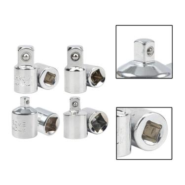 Imagem de Kit 4 Adaptador De Soquete Macho Fêmea 1/4 3/8 1/2 Aço Crv