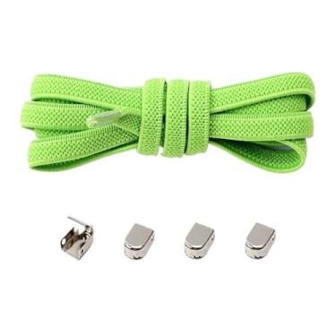 Imagem de No Tie Shoelaces Metal Buckles Elastic For Sneakers One Size Fits All Adult Kids Laces Lazy Sport Rubber Shoestrings(Green1)
