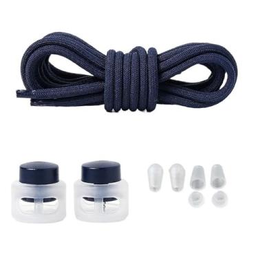 Imagem de Elastic Laces Sneakers Round Rubber Bands No Tie Shoelaces Unisex Basketball Shoe Laces Children Free Tie Shoestrings(Navy Blue)