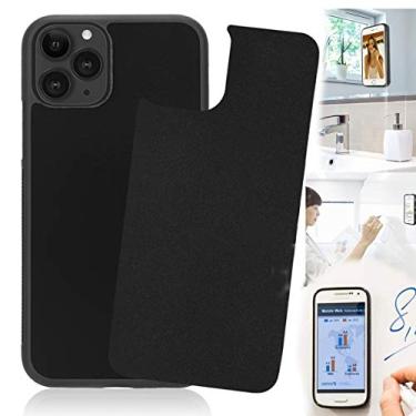 Imagem de Capa de celular antigravidade compatível com iPhone 13 Pro, capa preta antigravidade com sucção de selfie pegajosa para iPhone 13 Pro Magic Nano Stick em superfície plana lisa com filme à prova de