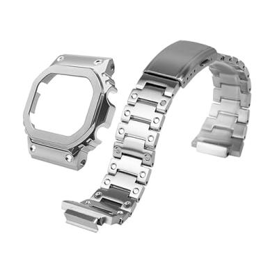 Imagem de Kit de pulseira DW5600, pulseira de aço inoxidável compatível com Casio G-shock DW5600, GW-B5600, GB5600, GWX5600, DW5025/ DW5700/DW5735/ DW5750 (prata)