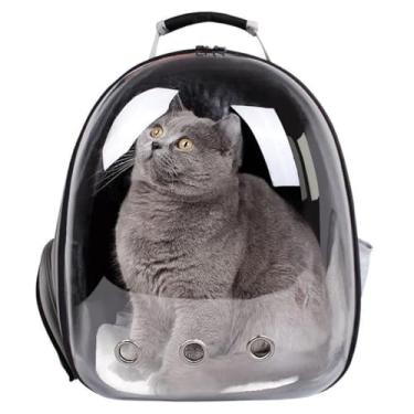 Imagem de Mochila Pet Gato Cachorro Cao Coelho Transporte Transparente Astronauta Visao Panoramica Alça Regulavel Ajustavel Passeio Caminhada Viagem Vista 360 Graus