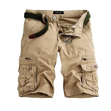 Imagem de Daygeve Calça cargo masculina tática com vários bolsos camuflada, calça cargo masculina com vários bolsos, Bege, 42