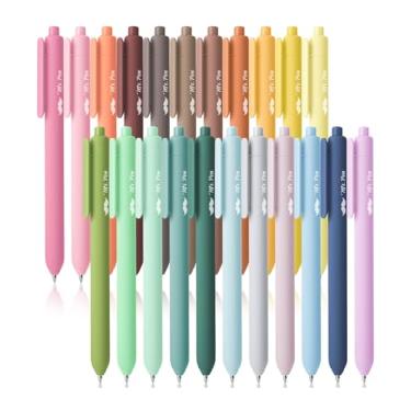 Imagem de Mr. Pen - Canetas de gel retráteis para diário, pacote com 22, tintas pastel, Morandi e cores vintage, secagem rápida, barris coloridos e macios, escrita suave, canetas estéticas de ponta fina de 0,7