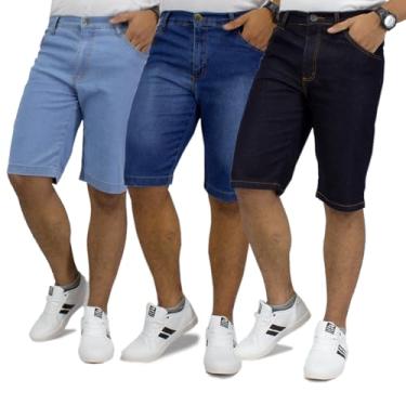 Imagem de Kit 3 Bermudas Jeans Masculina Lycra Elastano (48)