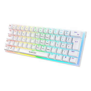 Imagem de Teclado Gamer Mecânico Neologic 60% Rainbow 61 Teclas Switch Red Branco Cabo Tipo C - Preplr-Red