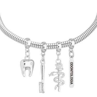 Imagem de Pulseira Profissão Odontologia Banhado a Prata 925 - WORK SEMIJOIAS, 2