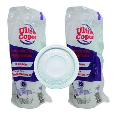 Imagem de Tampa para copo descartável 250ml 300ml 330ml s/furo c/100 - Ultra cop