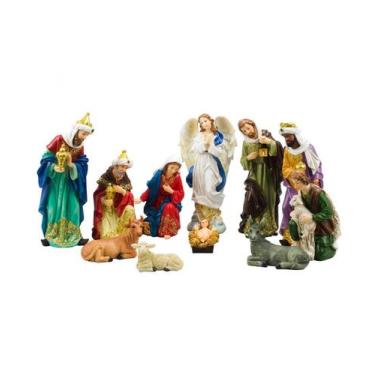 Imagem de Presépio Natal Natalino Completo Resina Colorido - 23cm - Tasco
