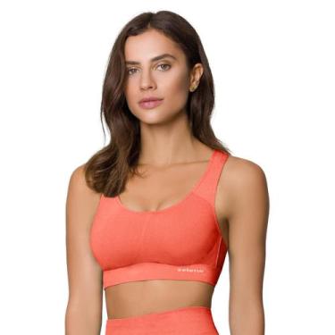 Imagem de Top Sem Costura Sem Bojo Sport Fitness Selene De Microfibra, Coral, G