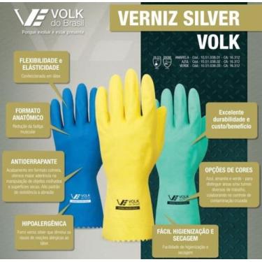 Imagem de Luva Volk Latex Reforçada Com Forro Silver Verniz, Verde, P