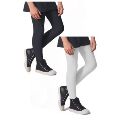 Imagem de Kit 2 Meia Calça Infantil Algodão Fio 80 Selene 9555, M, Preto