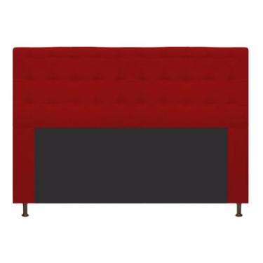 Imagem de Cabeceira Estofada Dama Capitonê 160 cm para Cama Box Queen Suede Vermelho para Quarto - AM Decor