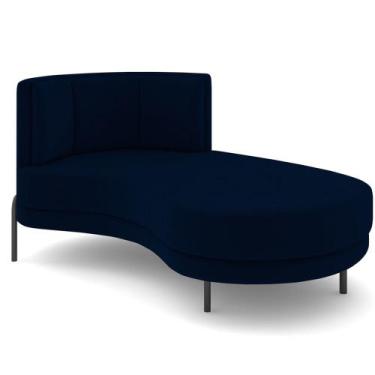 Imagem de Chaise Longue Divã 164cm Braço Esquerdo Logus D06 Veludo Azul - Mpozen
