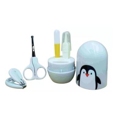 Imagem de Kit Cuidados Higiene Bebê Jogo Manicure Bebê Estojo Pinguim - Color Ba