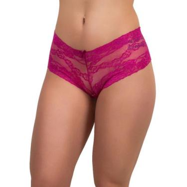 Imagem de Kit 3 Calcinhas Caleçon Em Renda Luxo Shortinho Algodão - WLS Modas, P