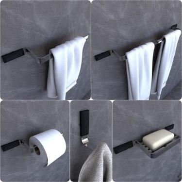 Imagem de Kit Acessórios Para Banheiro Cromado e Preto Empire 5 peças - MetalCro