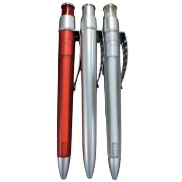 Imagem de 50 Canetas Vermelha Com Tubo Transparente Click Tinta Azul - Lt Caneta