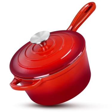 Imagem de HaSteeL Panela de ferro fundido de 1 litro, mini forno holandês esmaltado com tampa, panela antiaderente pequena para leite, molho de tomate e macarrão, manteiga, café da manhã, sopa, adequada para