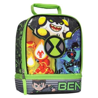 Imagem de Bioworld Bolsa de almoço Ben 10 Omnitrix Alien Force isolada com compartimento duplo para alimentos quentes e frios, bebidas e lanches