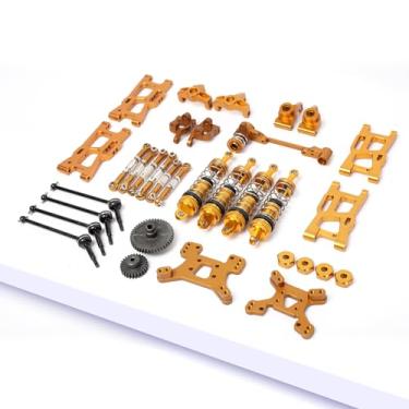 Imagem de Oisunt Metal Replacement Part Kit for WLtoys 1/14th, 1/12th RC Car Upgrades, Spare Aluminium Accessory Set with Screws(Gold)
