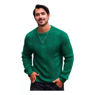 Imagem de Blusa Suéter Em Tricot Detalhado Masculino. 4001 - STULE STORE, Verde 