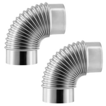 Imagem de 2 peças Conector de tubo de ventilação de cotovelo de 10 cm e 90 graus, conector de cotovelo de ventilação de secador de aço inoxidável ajustável para tubo de duto HVAC Adaptador de conector de tubo