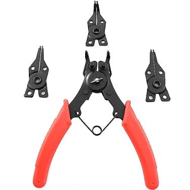 Imagem de Alicates de anel de pressão TAODAN 1 conjunto de clipes 4 em 1 conjunto de retenção de remoção de clipes C para reparo automotivo e de motor, cabeça de mandíbula intercambiável 45 garras anguladas de