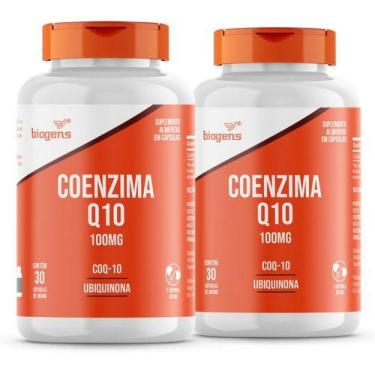 Imagem de Kit 2x Coenzima Q10 100mg, 30cps, Coq-10, Ubiquinona Biogens, Sem sabo