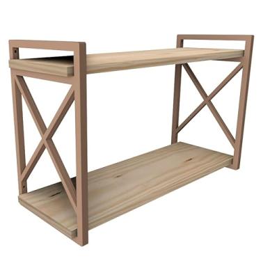 Imagem de Prateleira Flutuante Estilo Industrial 20x60cm Kit Completo (MARROM)