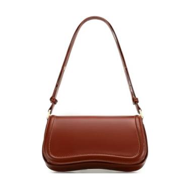 Imagem de SYXLCYGJ Bolsa de ombro feminina pequena Joy bolsa tiracolo de couro vegano impermeável bolsa clutch Hobo designer bolsas, Marrom