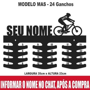 Imagem de Porta Medalhas Mtb Ciclismo Com Nome Masculino e Feminino MDF Vazado -