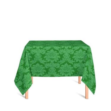 Imagem de Toalha de Mesa Quadrada em Tecido Jacquard Verde Medalhão Tradicional 