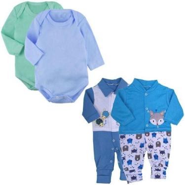 Imagem de Kit Roupa De Bebê 4 Pçs Inverno Body Macacão Barato Estiloso - Koala B