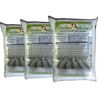 Imagem de Fertilizante Sulfato De Magnésio 3kg Adubo Ferti Hidroponia - AGROADUB