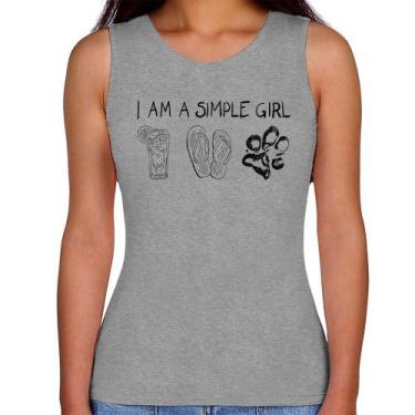 Imagem de Regata Feminina I Am A Simple Girl - Foca na Moda, Cinza, P