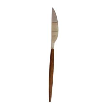 Imagem de Kit Faca 6pçs Monobloco Slim Cabo Madeira Aço Inox - fullfit