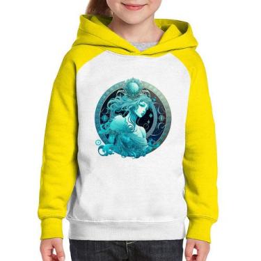 Imagem de Moletom Infantil Aquário Sígno - Foca na Moda, Branco, Amarelo, 10