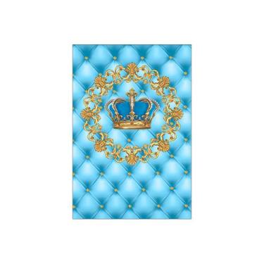 Imagem de Painel De Festa Vertical 1,50 x 2,20 - Coroa Capitonê Azul e Dourado 0
