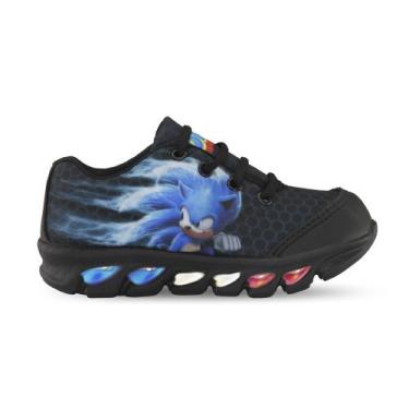 Imagem de Tênis De Led Infantil Menino Masculino Sonic Preto - Kids, Preto, 29