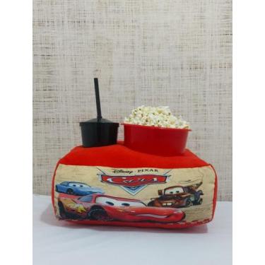 Imagem de Kit Pipoca Almofada Personalizada + Balde Pipoca Copo com Tampa Carros