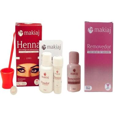 Imagem de Kit Sobrancelha Makiaj Henna E Removedor Extrato Camomila Profissional
