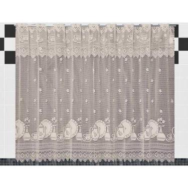 Imagem de Cortina Renda Cozinha Pratos 2,20 x 1,20m Bege - Corti Lester