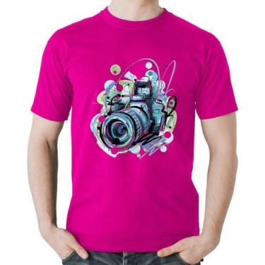 Imagem de Camiseta Algodão Câmera Fotográfica - Foca na Moda, Rosa, GGG