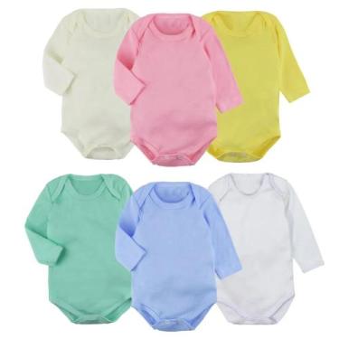 Imagem de Kit 10 Body Bebê Manga Longa Liso Suedine Roupa Bebê Atacado - ALYATH,