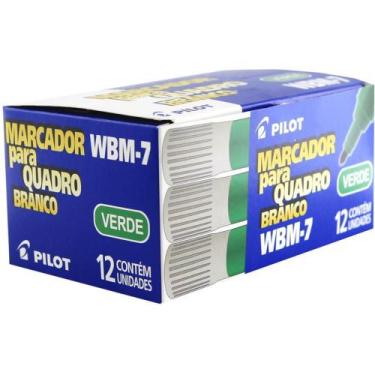 Imagem de Pincel Quadro Branco Recarregável Pilot WBM-7 Verde  Caixa com 12 Unid