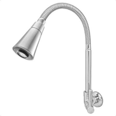 Imagem de Torneira Gourmet Cozinha Parede Metal Cone Cromada Pia Bica Móvel Flex
