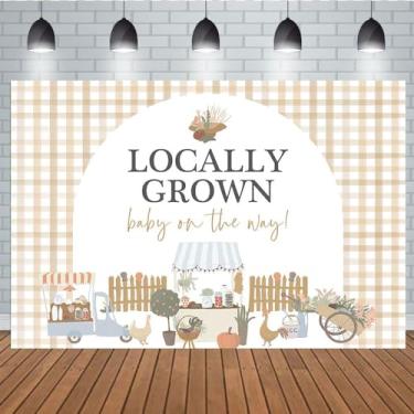 Imagem de Aperturee Pano de fundo de chá de bebê crescido localmente de 1,5 x 0,9 m, mercado de fazendeiros xadrez marrom bebê a caminho montar uma barraca carrinho de lanche decoração de chá de bebê pano de