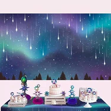 Imagem de Decor365 Tecido Aurora Boreal Pano de Fundo Noites do Norte Decoração de Festa Tema Celestial Universo Galáxia Aniversário Decoração de Festa Casamento Chá de Bebê Aniversário Foto Backgound